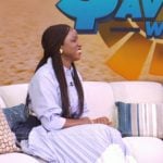 Bola Sokunbi’s blue colorblock shirtdress on Live with Kelly and Mark