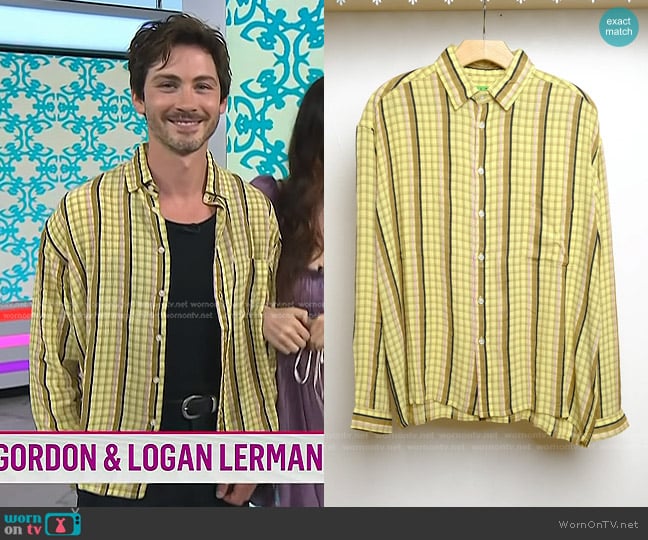 Logan Lerman’s yellow plaid shirt on Today
