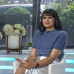 Sonal Dutt’s blue short sleeve sweater and metallic skirt on Today