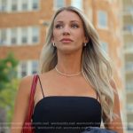 Calah’s black mini dress and red shoulder bag on The McBee Dynasty Real American Cowboys