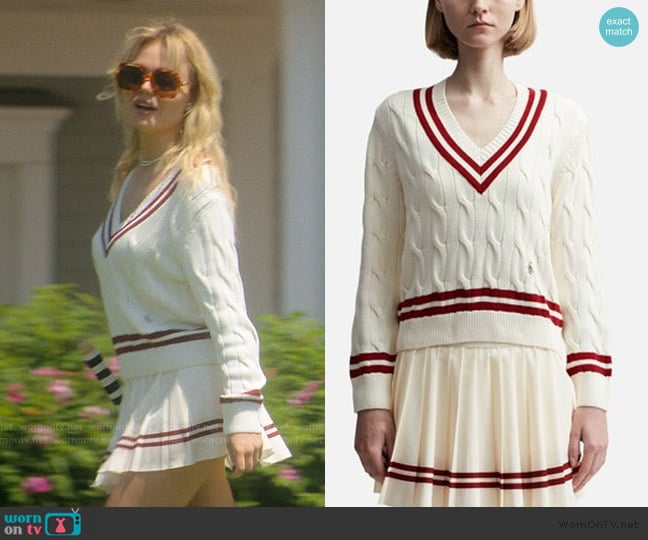 Sporty and Rich Cableknit V-Neck Sweater worn by Cadence Sinclair Eastman (Emily Alyn Lind) on We Were Liars