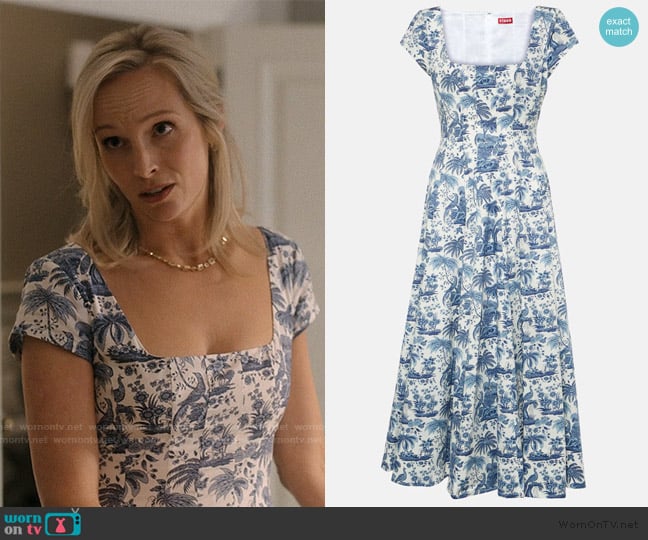 Staud Wells floral cotton midi dress worn by Elizabeth Sinclair (Candice King) on We Were Liars