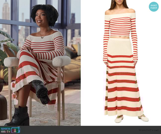 Staud Float Off The Shoulder Top worn by Riley Burruss on Next Gen NYC