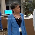 Stella’s blue knit jacket and pants set on General Hospital