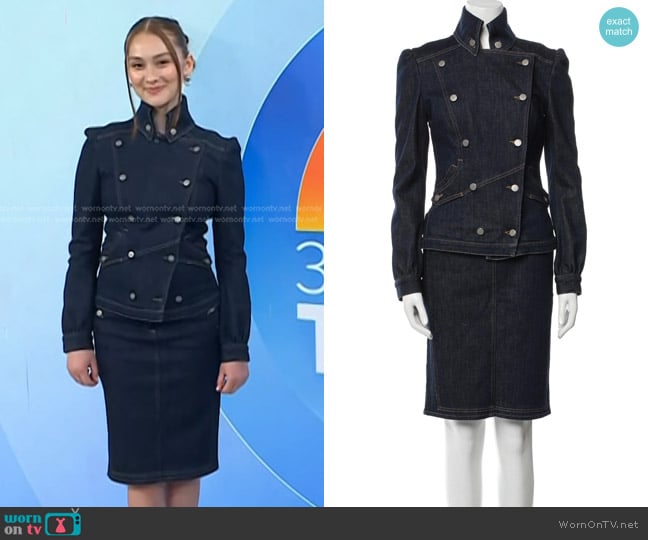 Stella McCartney Vintage Denim Jacket and Skirt worn by Lola Tung on Today