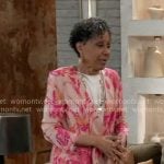 Stella’s pink floral belted cardigan on General Hospital