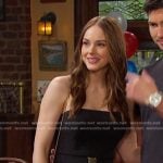 Stephanie’s black belted strapless dress on Days of our Lives
