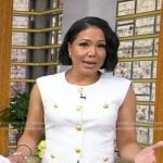 Stephanie's white vest with gold buttons on Good Morning America