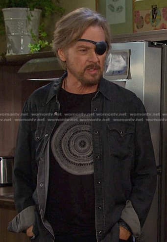 Steve’s print tee and black western shirt on Days of our Lives
