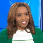 Jacqueline Coley’s white stripe knit dress on E! News