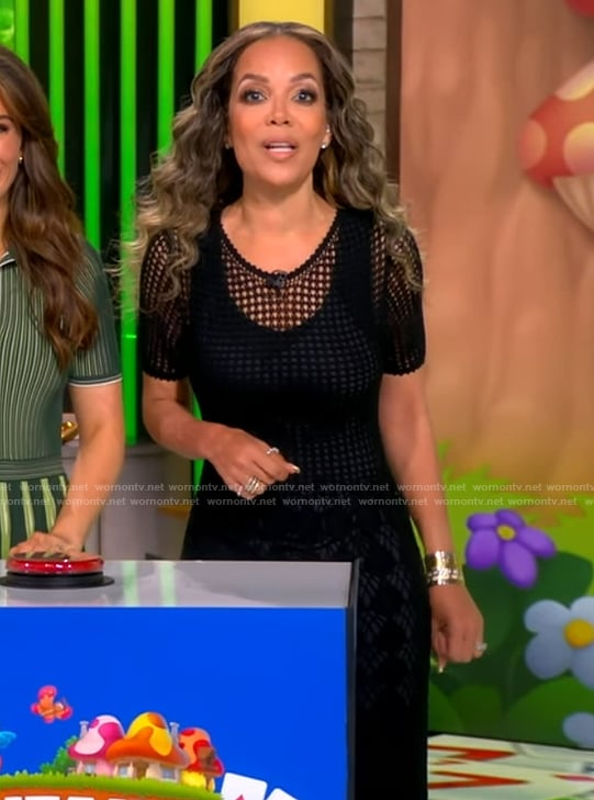 Sunny’s black crochet knit dress on The View