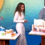 Sunny’s white long sleeve knit dress on The View