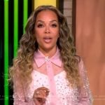 Sunny’s pink sheer embellished blouse on The View