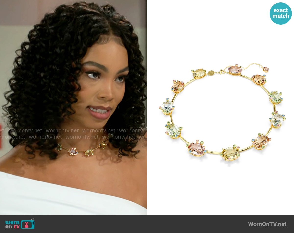 Swarovski Gema Crystal Station Collar Necklace worn by Chelsea Hamilton (RhonniRose Mantilla) on Beyond the Gates