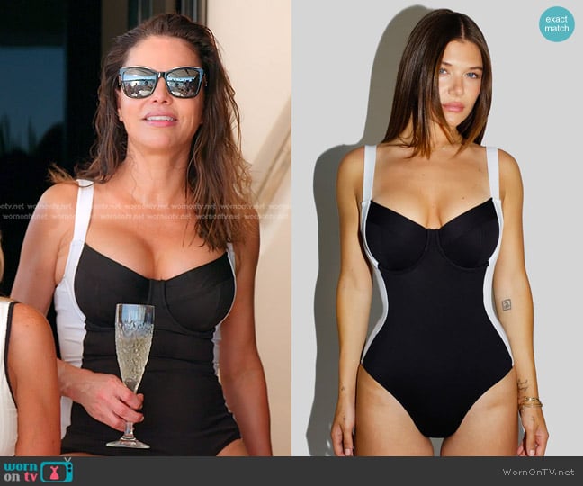 TA3 Lifty Swimsuit in Contour Black/White worn by Adriana de Moura (Adriana de Moura) on The Real Housewives of Miami