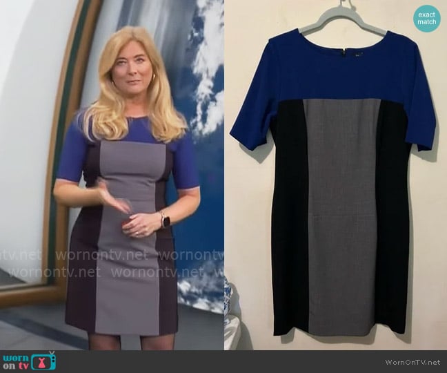 Tahari ASL Colorblock Dress worn by Kelly Cass on CBS Mornings