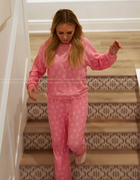 Tamra’s pink cherry print pajamas on The Real Housewives of Orange County