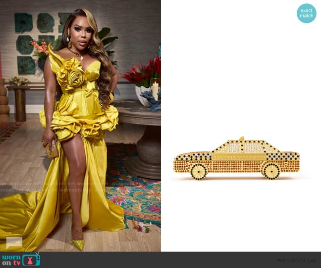  Taxi Crystal Clutch Brandon Blackwood worn by Kelli Ferrell on The Real Housewives of Atlanta