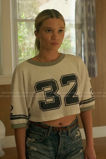 Taylor's 32 print tee on The Summer I Turned Pretty
