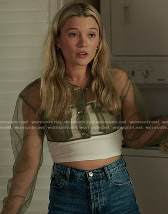 Taylor's green cropped tulle jacket on The Summer I Turned Pretty