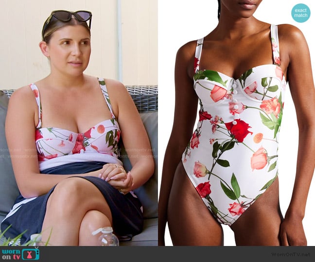Ted Baker Floral Cupped One Piece Swimsuit worn by Janet Caperna on The Valley