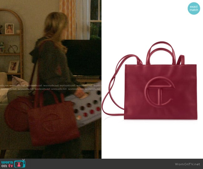 Telfar Medium Shopping Bag in Oxblood worn by Taylor Jewel (Rain Spencer) on The Summer I Turned Pretty