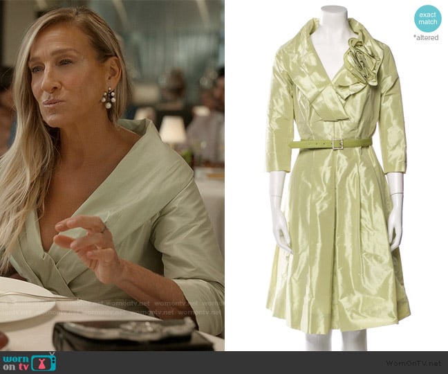 Teri Jon V-Neck Midi Length Dress worn by Carrie Bradshaw (Sarah Jessica Parker) on And Just Like That