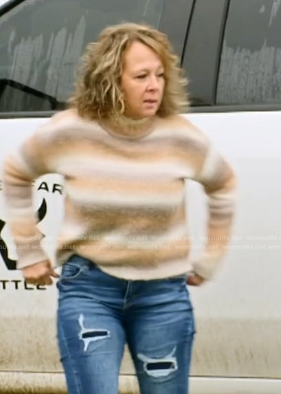 Tessa's stripe turtleneck sweater on The McBee Dynasty Real American Cowboys