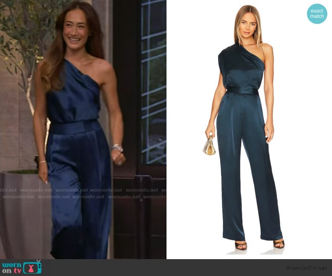The Sei Strappy Drape Top worn by Maggie Q on Live with Kelly and Mark