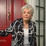 Julie’s black and white printed jacket on Days of our Lives