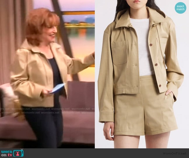 Theory Cotton Stretch Chino Hooded Cropped Jacket worn by Joy Behar on The View