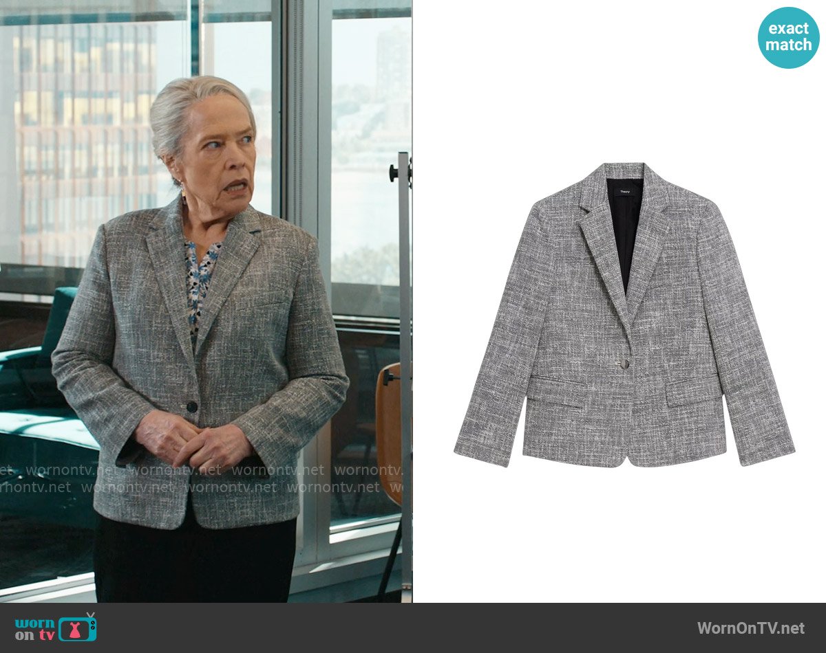 Theory Slim Blazer in Canvas Tweed worn by Madeline Matlock (Kathy Bates) on Matlock