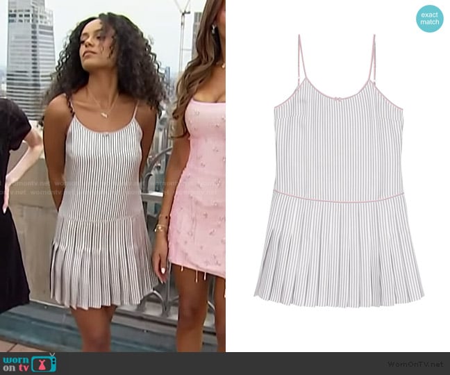 Thom Browne Striped Pleated Minidress worn by Ava Dash on E! News