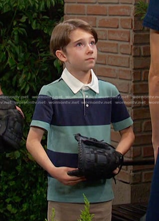 Thomas’s blue stripe rugby shirt on Days of our Lives