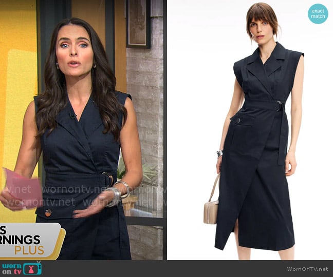 Toccin Silvia Safari Wrap Midi Dress worn by Lilia Luciano on CBS Mornings