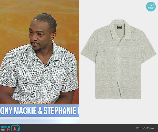 Anthony Mackie’s sage green knit shirt on Today