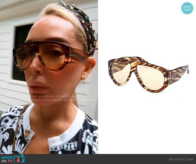 Tom Ford 61MM Aviator Sunglasses in Havana Yellow worn by Marysol Patton (Marysol Patton) on The Real Housewives of Miami