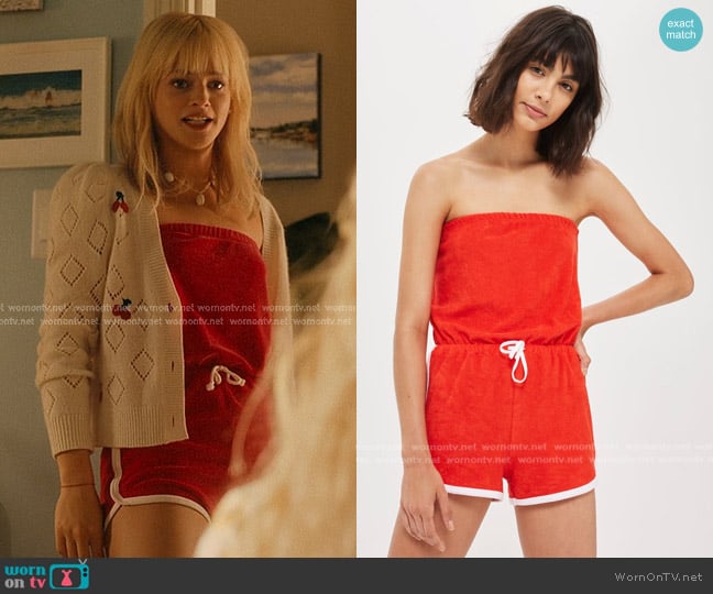 Topshop Towelling Bandeau Playsuit worn by Mirren Sinclair Sheffield (Esther McGregor) on We Were Liars