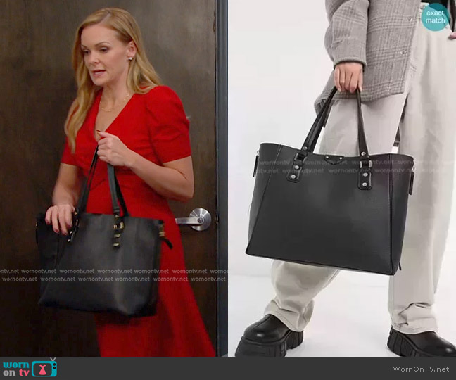 Topshop Top Handle Bag in Black worn by Belle Brady (Martha Madison) on Days of our Lives