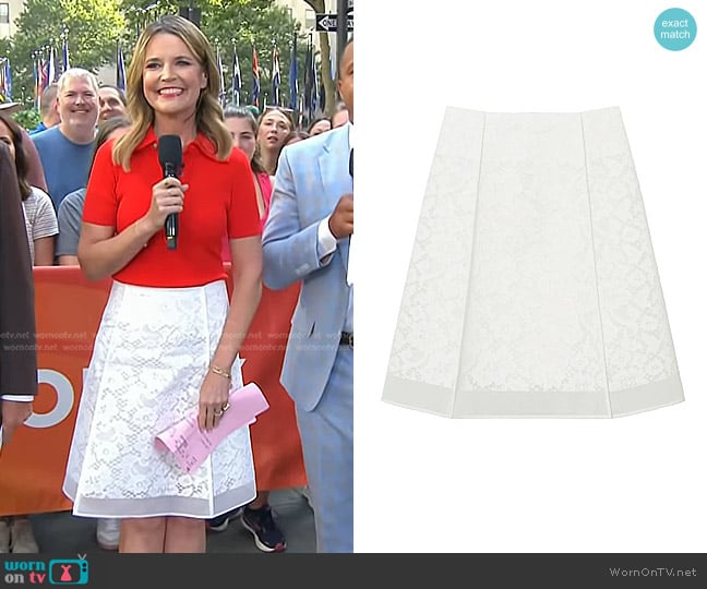 Savannah’s white lace skirt on Today