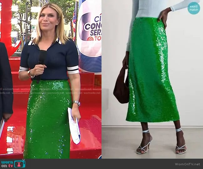 Tory Burch Sequined Stretch-Mesh Maxi Skirt worn by Jill Martin on Today