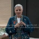 Tracy’s teal floral kimono jacket on General Hospital