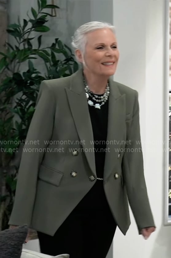Tracy's olive green blazer on General Hospital