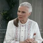 Tracy's white printed oversized blouse on General Hospital