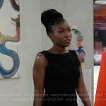 Trina's black textured mini dress on General Hospital