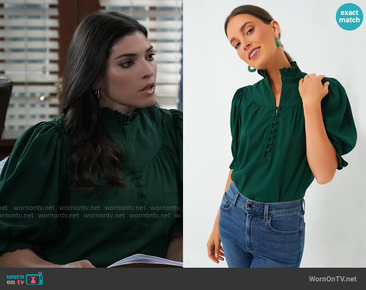 Tuckernuck Selena Blouse worn by Brook Lynn Quartermaine (Amanda Setton) on General Hospital