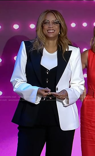 Tyra Banks’s black vest and two-tone blazer on Today