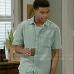 Tyrell’s green shirt and shorts set on Beyond the Gates
