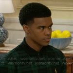 Tyrell’s green plaid polo shirt on Beyond the Gates