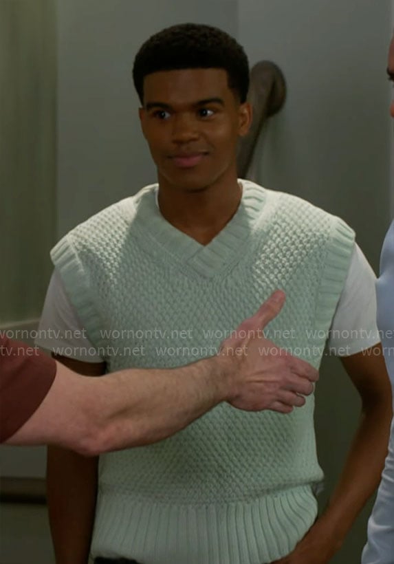 Tyrell’s mint green sweater vest on Beyond the Gates